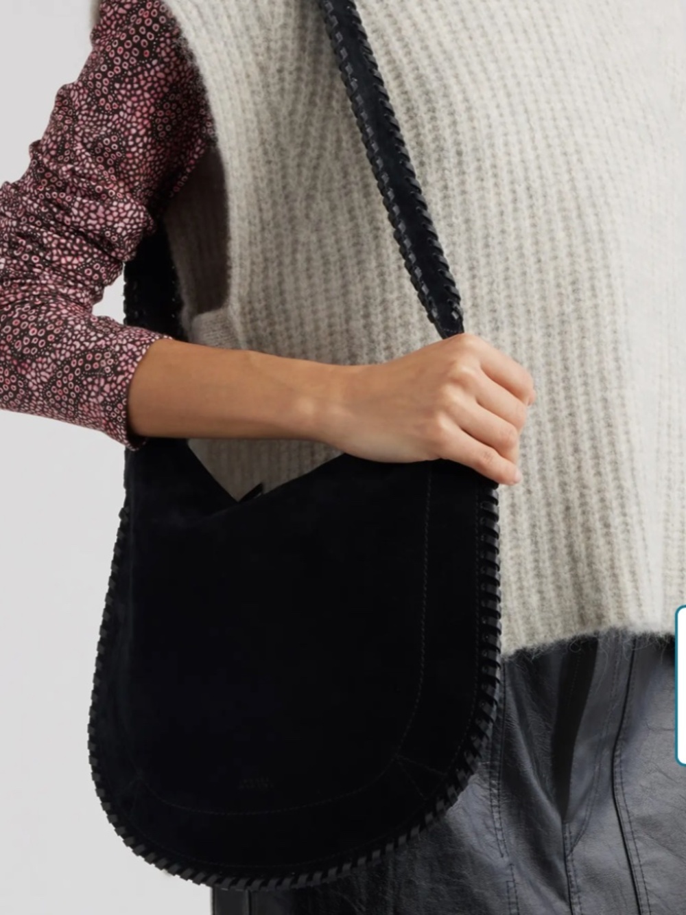 NWT Isabel Marant Oskan Black Suede Soft Bag Adjustable Crossbody Shoulder Bag - Picture 2 of 5
